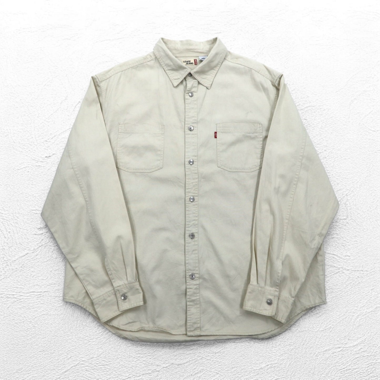 LEVI'S JEANS 00年代 チノ ワークシャツ 2XL ベージュ コットン メタルボタン ビッグサイズ