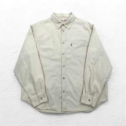 LEVI'S JEANS 00年代 チノ ワークシャツ 2XL ベージュ コットン メタルボタン ビッグサイズ