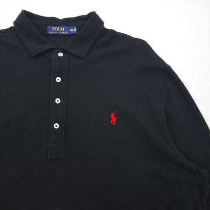 Polo Ralph Lauren Oversized Long Sleeve Rugby Shirt, Size 2XL, Black, Pique, Small Pony Embroidery