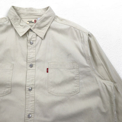 LEVI'S JEANS 00年代 チノ ワークシャツ 2XL ベージュ コットン メタルボタン ビッグサイズ