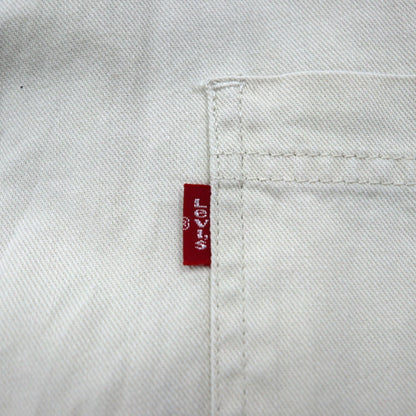 LEVI'S JEANS 00s Chino Work Shirt 2XL Beige Cotton Metal Buttons Big Size