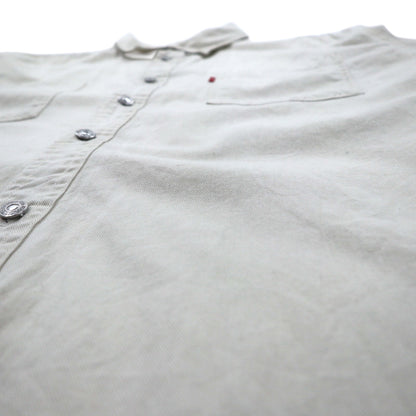 LEVI'S JEANS 00年代 チノ ワークシャツ 2XL ベージュ コットン メタルボタン ビッグサイズ