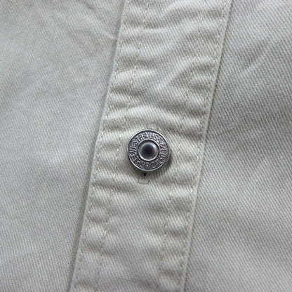 LEVI'S JEANS 00s Chino Work Shirt 2XL Beige Cotton Metal Buttons Big Size