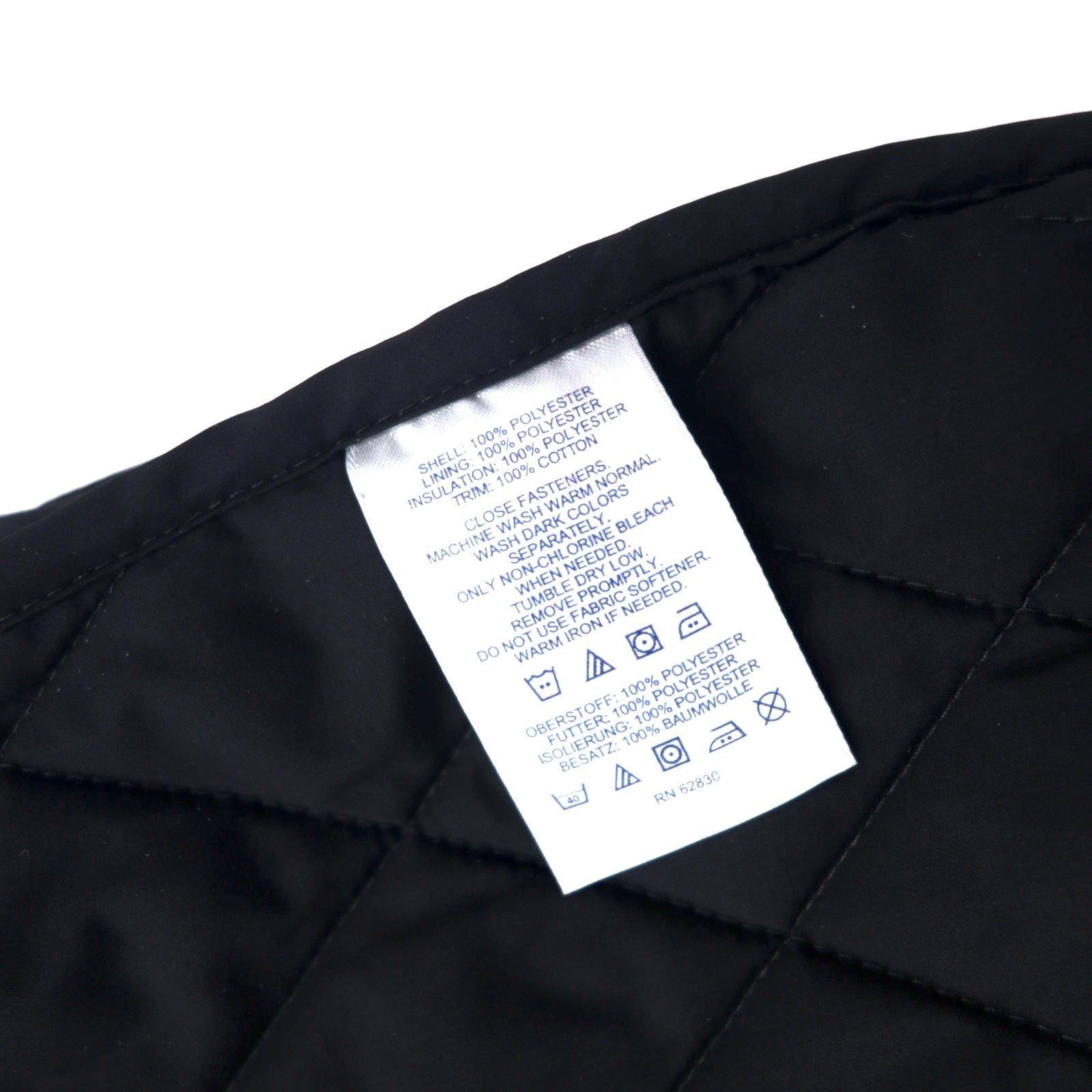 LANDS' END quilted jacket L black polyester detachable hood corduroy collar