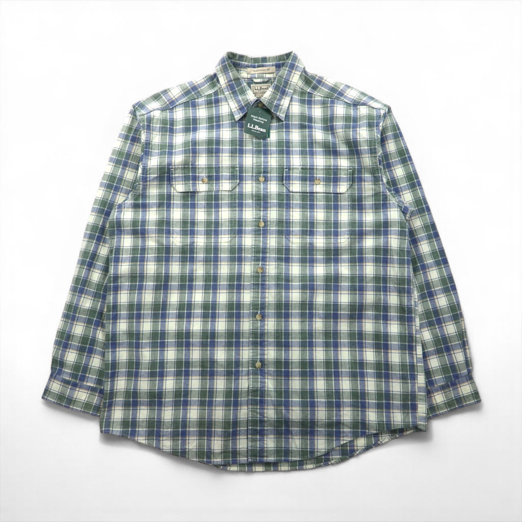 LLBean Sunwash Canvas Flannel Shirt, Size L, Check, Traditional Fit, 286410, Unused