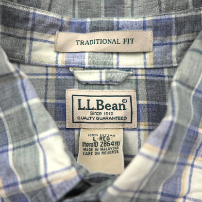 LLBean Sunwash Canvas Flannel Shirt, Size L, Check, Traditional Fit, 286410, Unused