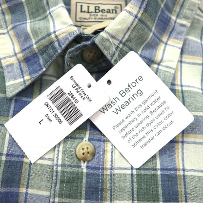 LLBean Sunwash Canvas Flannel Shirt, Size L, Check, Traditional Fit, 286410, Unused