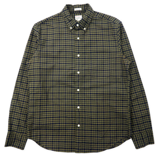 日本然リトテ-古着オンライン-J.Crew ボタンダウンシャツ M カーキ ネイビー チェック アメリカンピマコットン-J.CREW Button-Down SHIRTS M Khaki Navy CHECKED American Pimakuton