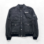 HARLEY DAVIDSON A-2 Leather Flight Bomber Jacket, Military Riders, L, Black, Grained Leather, Removable Liner, Epaulettes