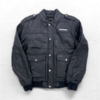 HARLEY DAVIDSON A-2 Leather Flight Bomber Jacket, Military Riders, L, Black, Grained Leather, Removable Liner, Epaulettes