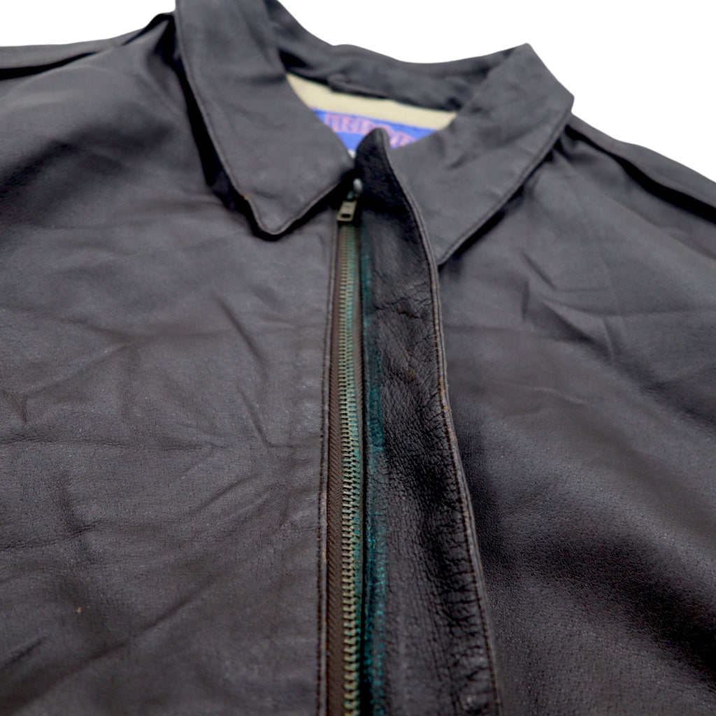 AIRBORNE Leather A-2 Flight Jacket L Brown Stars and Stripes