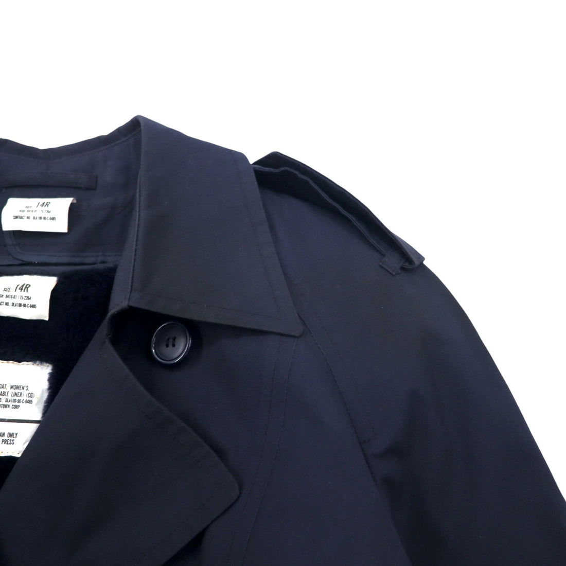 90s US NAVY All-weather trench coat, 14R, navy, polyester, cotton, detachable liner, belt included, military, 8410-01-175-2264 RAIN COAT WOMEN'S LONDONTOWN CORP