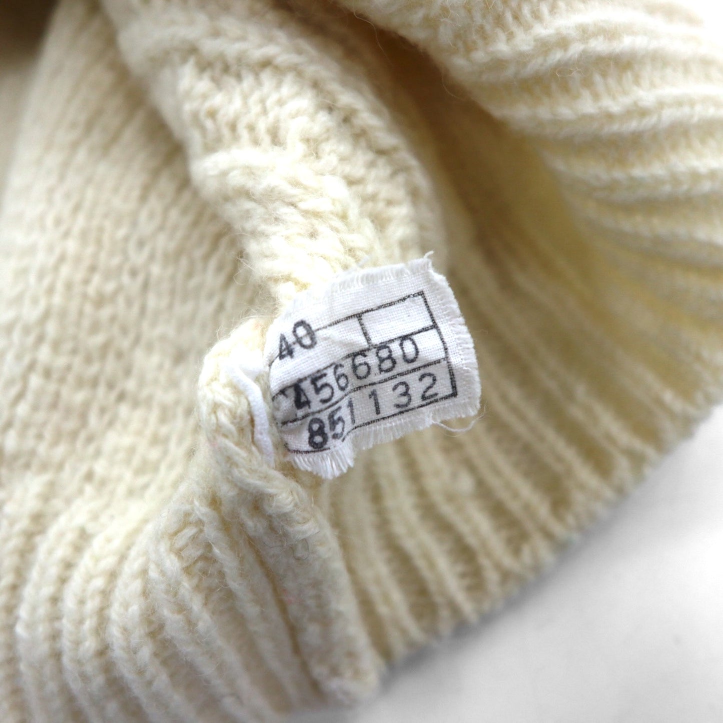 80s Vintage Shetland Wool Fisherman Sweater, Aran Knit, Size L, Off-White, Wool