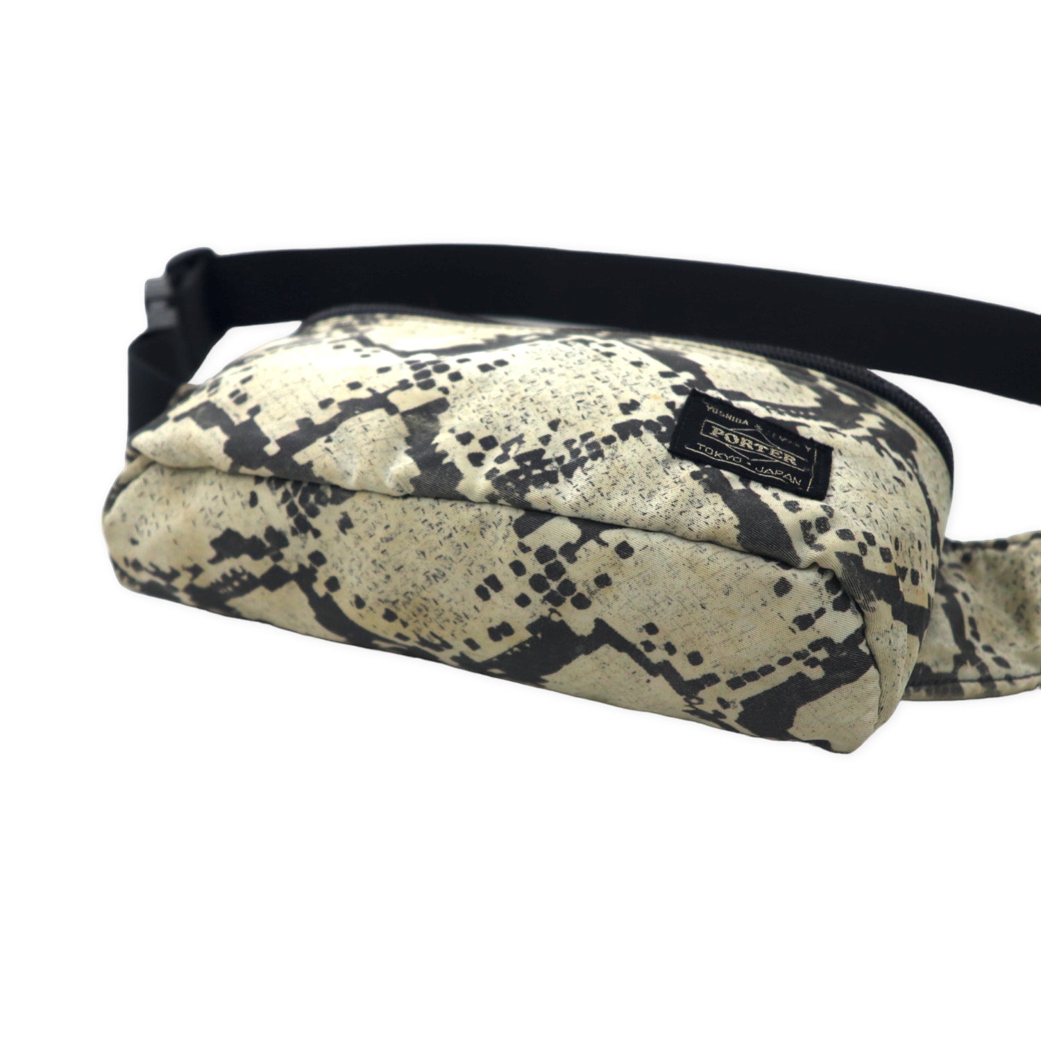 HEAD PORTER Waist Pouch Body Bag Beige Python Pattern Nylon Japan