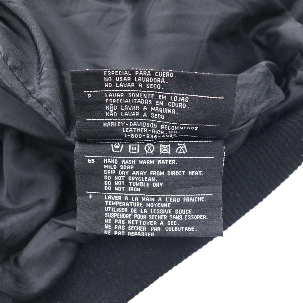 HARLEY DAVIDSON A-2 Leather Flight Bomber Jacket, Military Riders, L, Black, Grained Leather, Removable Liner, Epaulettes