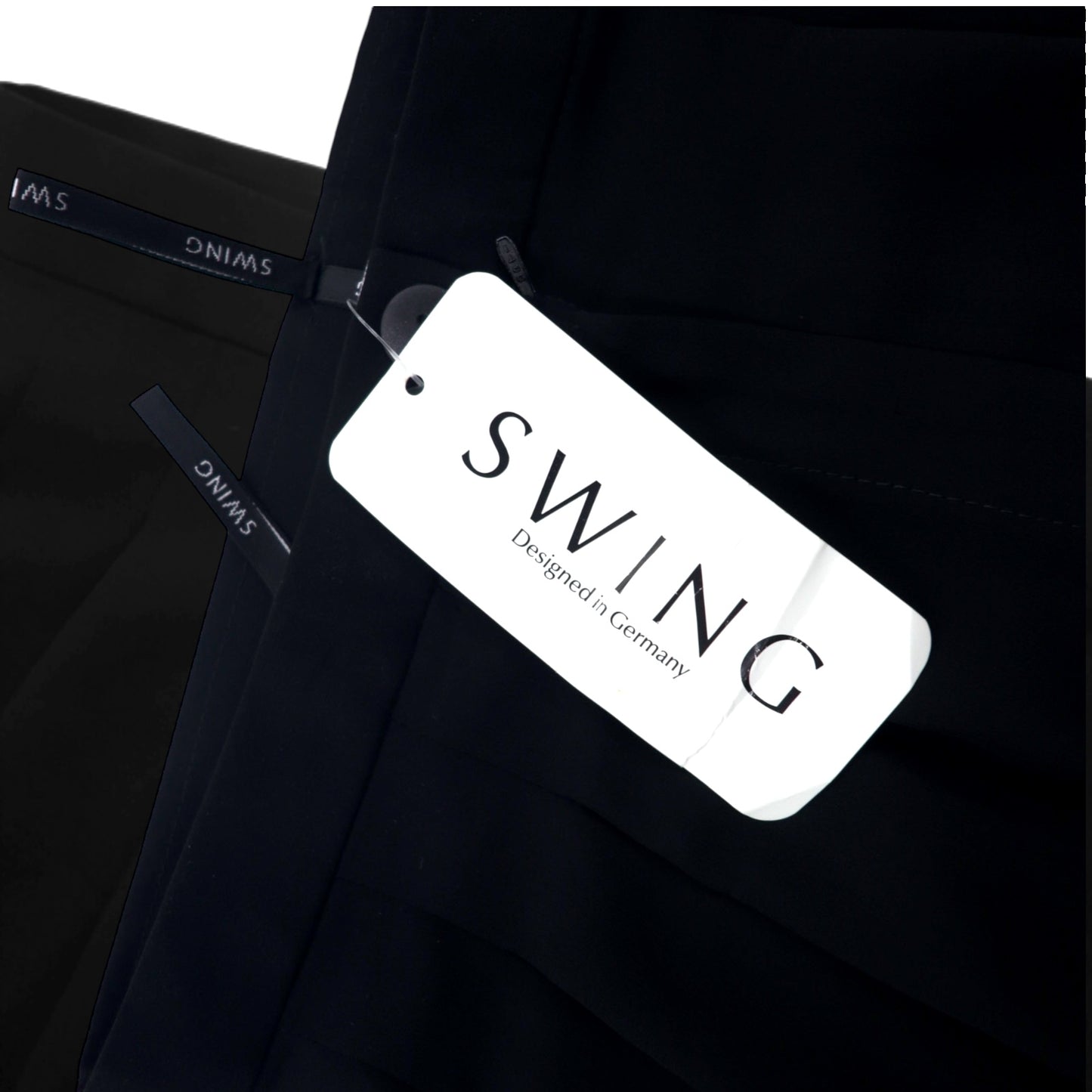 SWING ポーランド製 タック テーパード スラックスパンツ 36 ブラック ポリエステル シースルー 未使用品