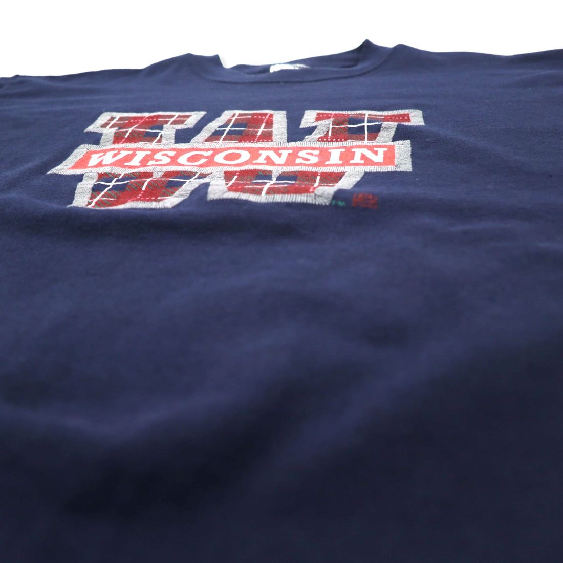 COTTON GROVE USA made 90s college print sweatshirt L Navy Cotton WISCONSIN