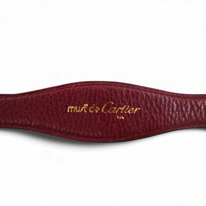 Cartier スペイン製 オールド マストライン レザーベルト ボルドー シボ革 トリニティ金具