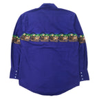 Wrangler 80s Western Shirt, Large, Blue, Cotton, Chimayo, Cowboy