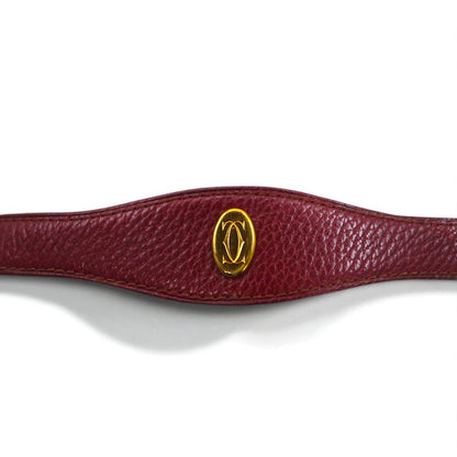 Cartier スペイン製 オールド マストライン レザーベルト ボルドー シボ革 トリニティ金具
