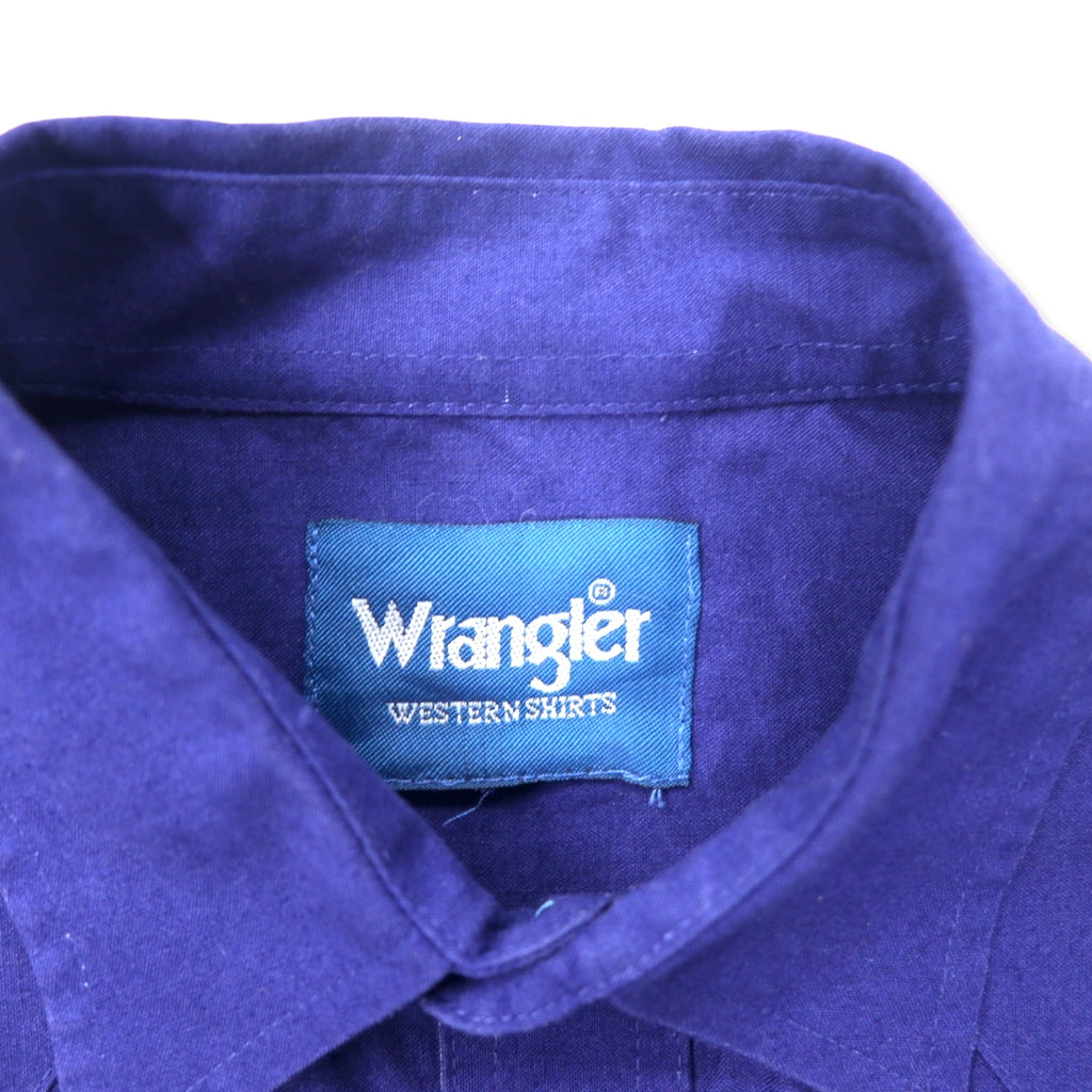 Wrangler 80s Western Shirt, Large, Blue, Cotton, Chimayo, Cowboy