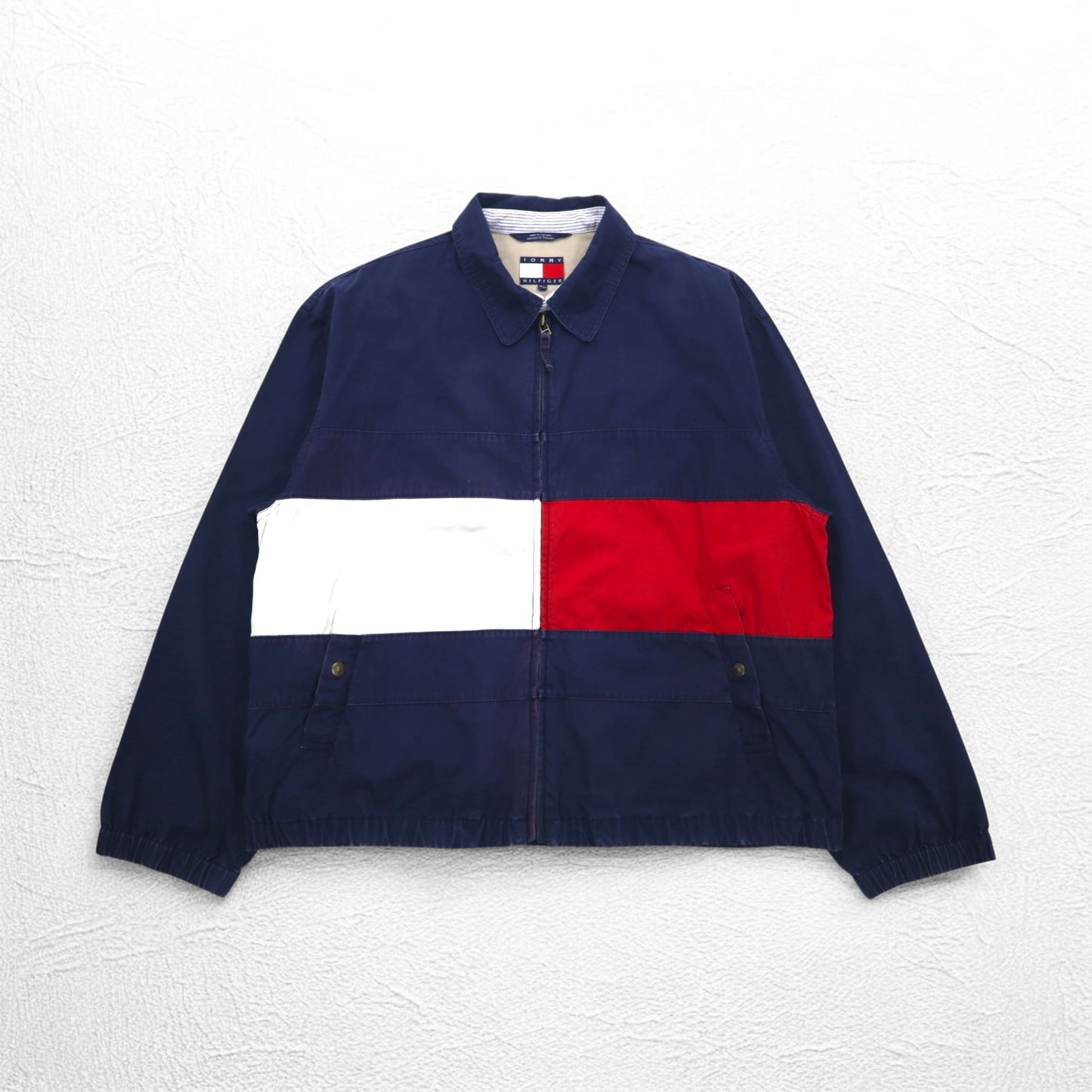 TOMMY HILFIGER 90年代 フラッグロゴ スウィングトップ L ネイビー コットン