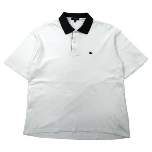 イギリス製 BURBERRY ポロシャツ M ホワイト コットン ワンポイントロゴ オールド