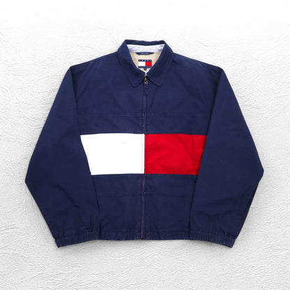 TOMMY HILFIGER 90年代 フラッグロゴ スウィングトップ L ネイビー コットン