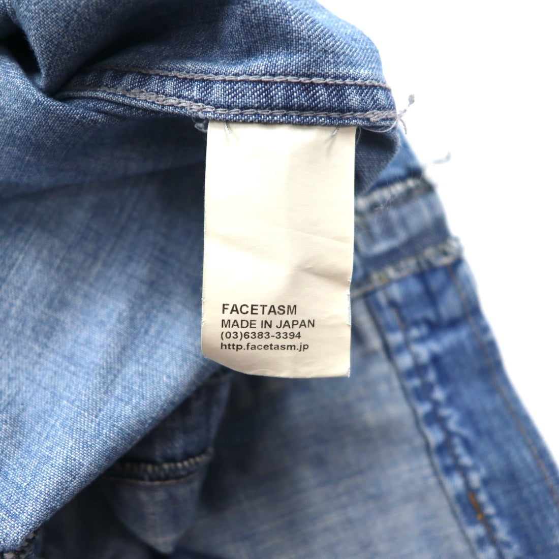 FACETASM Long Denim Western Shirt, Medium, Blue, Cotton, TK-SH-01, Made in Japan