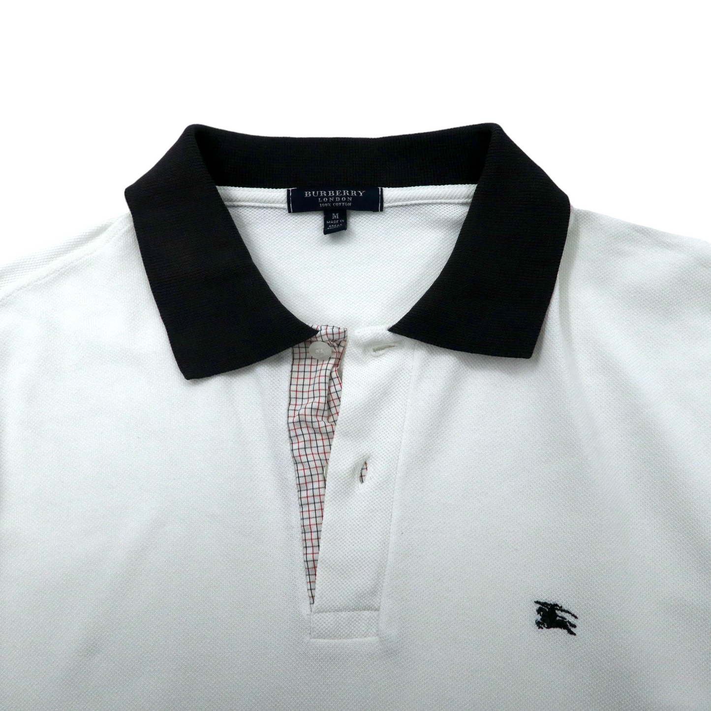 イギリス製 BURBERRY ポロシャツ M ホワイト コットン ワンポイントロゴ オールド