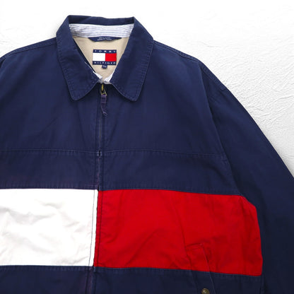 TOMMY HILFIGER 90年代 フラッグロゴ スウィングトップ L ネイビー コットン
