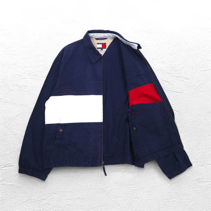 TOMMY HILFIGER 90年代 フラッグロゴ スウィングトップ L ネイビー コットン