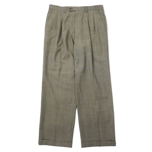 日本然リトテ-古着オンライン-LAUREN RALPH LAUREN 2タック スラックスパンツ 33 グレー チェック ウール-LAUREN RALPH LAUREN 2 Tuck Slacks Pants 33 Gray Checked Wool