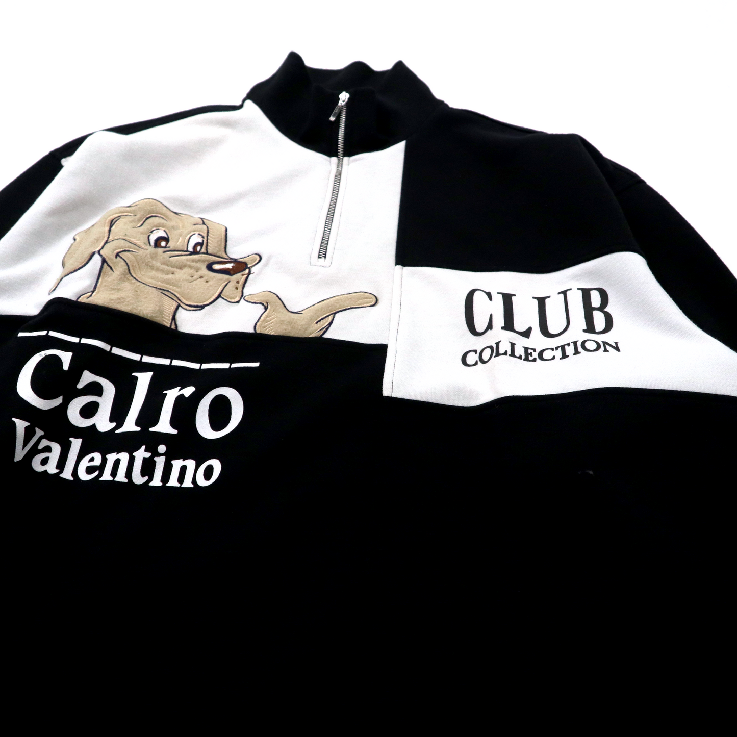 Calro Valentino セットアップ ジャージ ハーフジップスウェット LL ブラック 犬 キャラクター ビッグサイズ 90年代