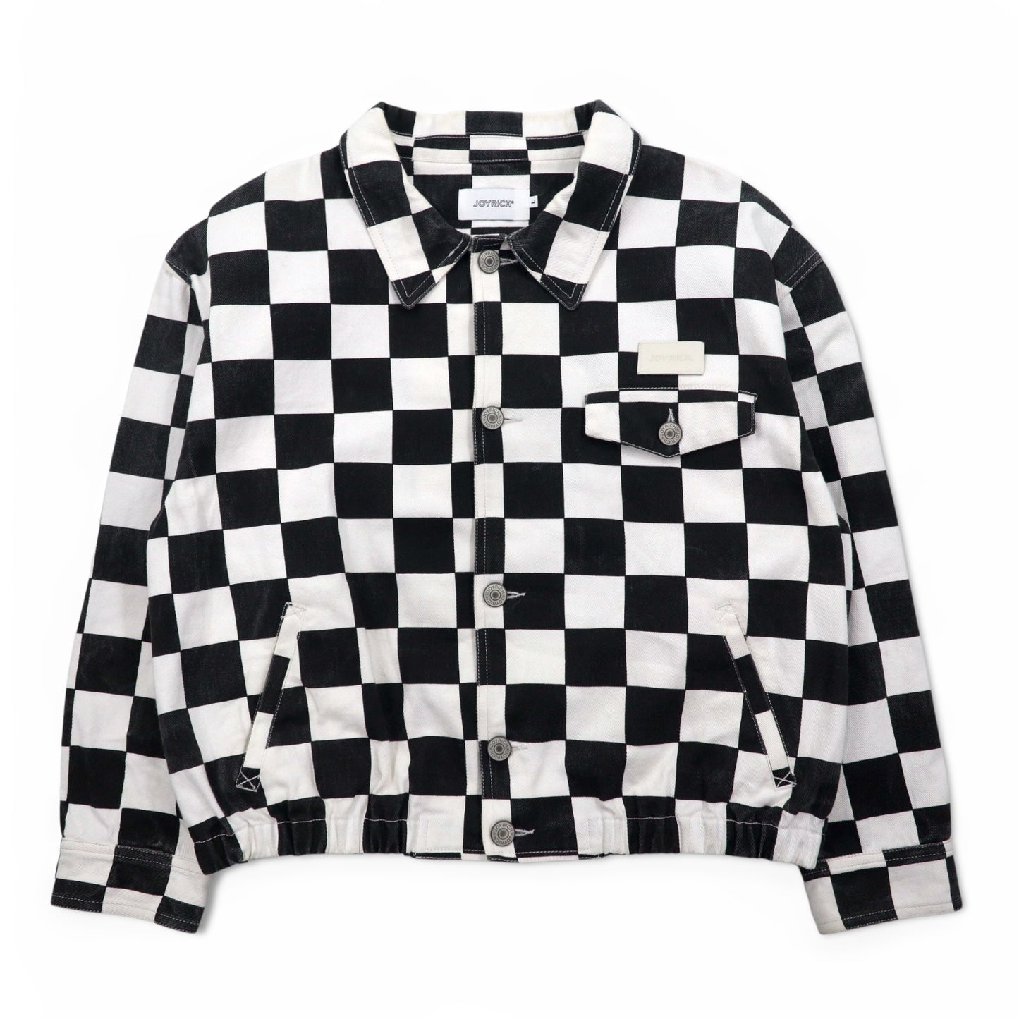 JOYRICH フラッグチェック デニム トラッカージャケット L ホワイト ブラック コットン