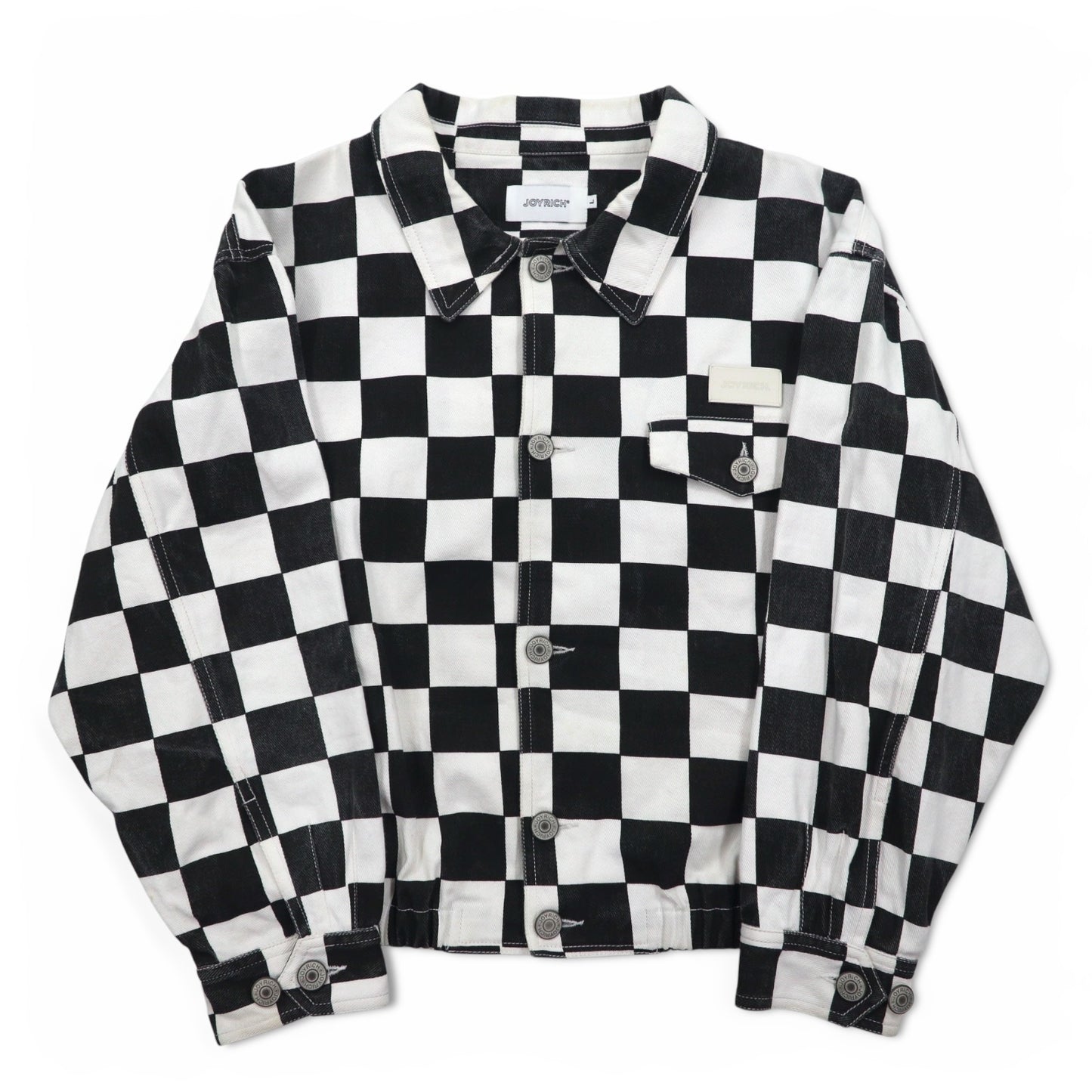 JOYRICH フラッグチェック デニム トラッカージャケット L ホワイト ブラック コットン