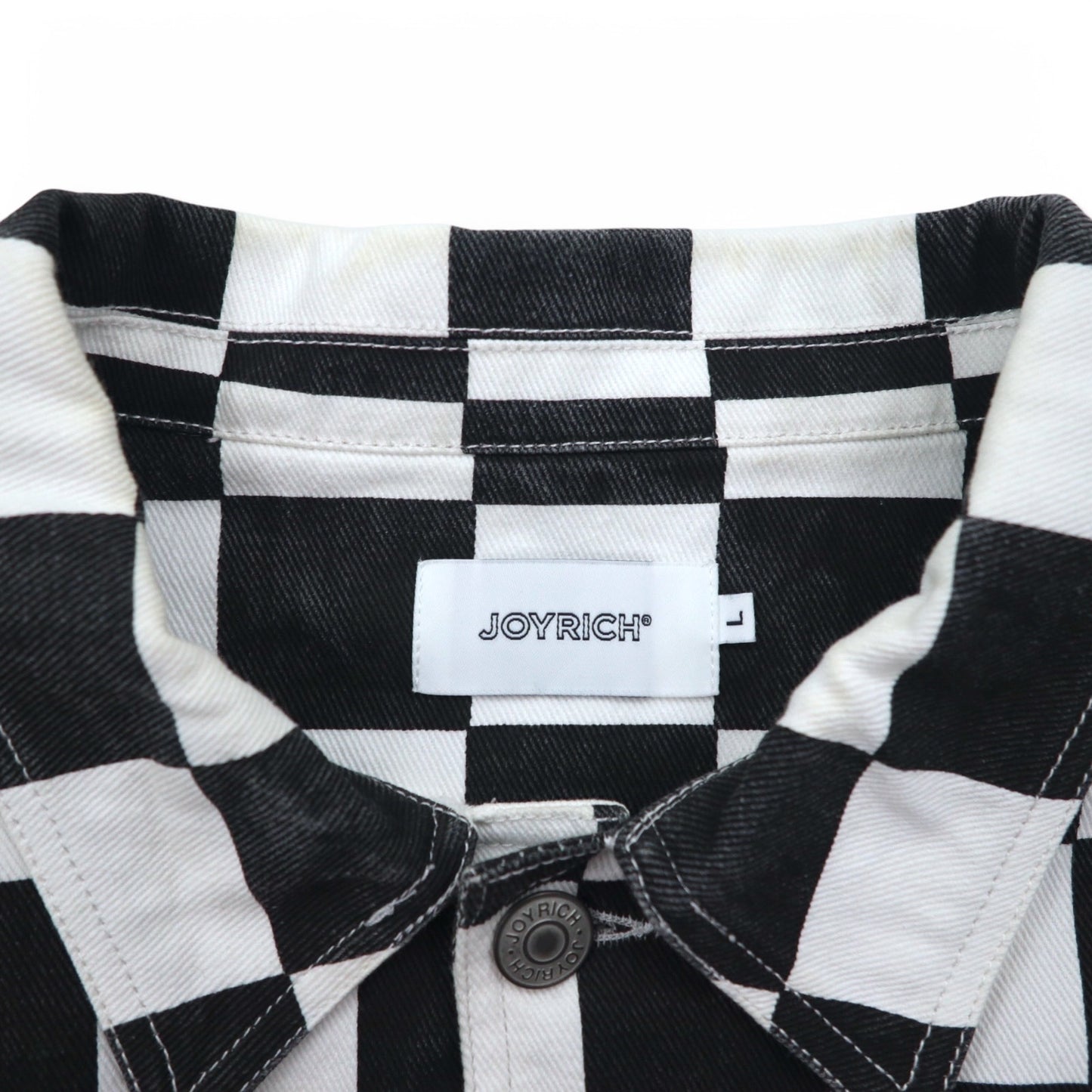 JOYRICH フラッグチェック デニム トラッカージャケット L ホワイト ブラック コットン