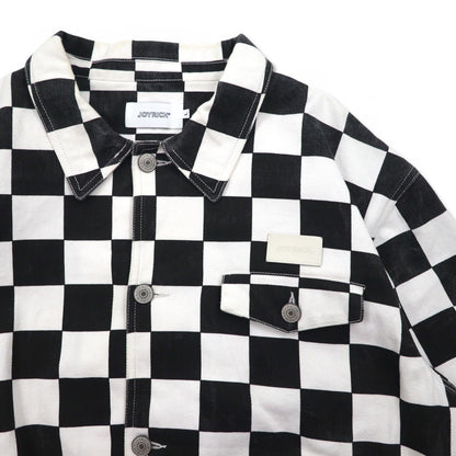 JOYRICH フラッグチェック デニム トラッカージャケット L ホワイト ブラック コットン
