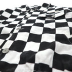 JOYRICH フラッグチェック デニム トラッカージャケット L ホワイト ブラック コットン