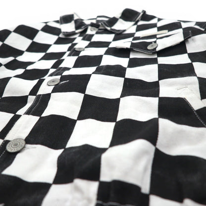 JOYRICH フラッグチェック デニム トラッカージャケット L ホワイト ブラック コットン