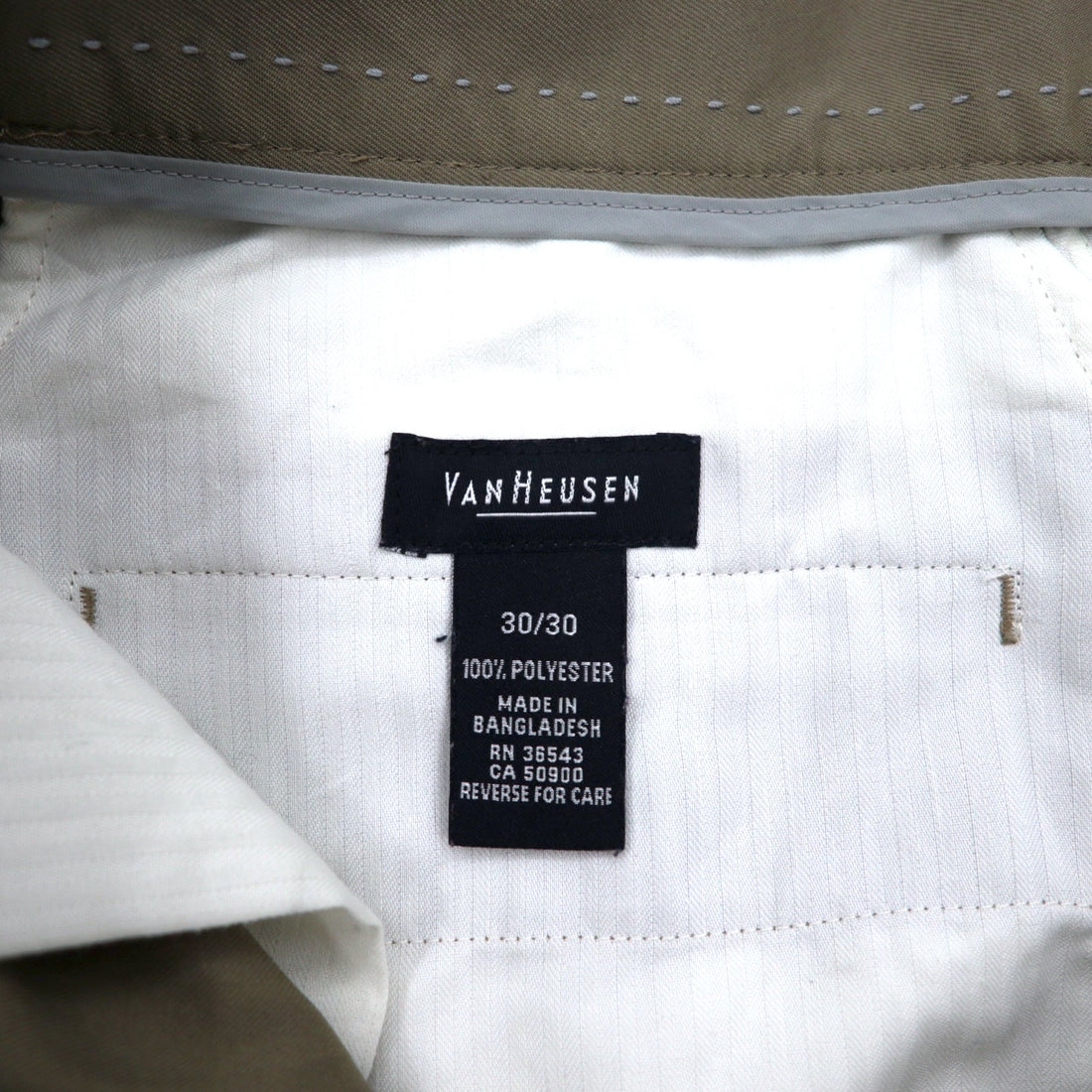 90年代 VAN HEUSEN タック ワイド スラックスパンツ 30 ベージュ ポリエステル