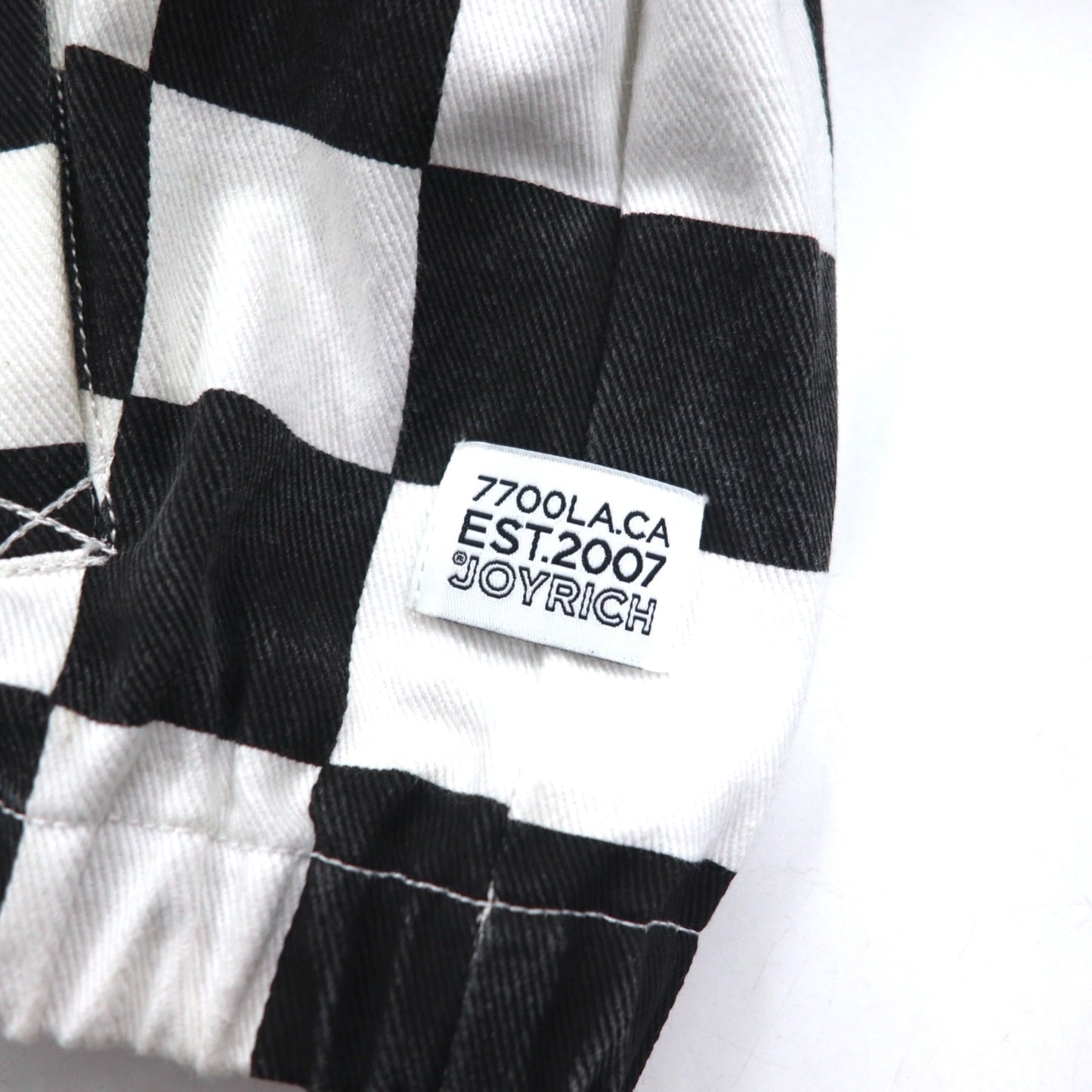JOYRICH フラッグチェック デニム トラッカージャケット L ホワイト ブラック コットン