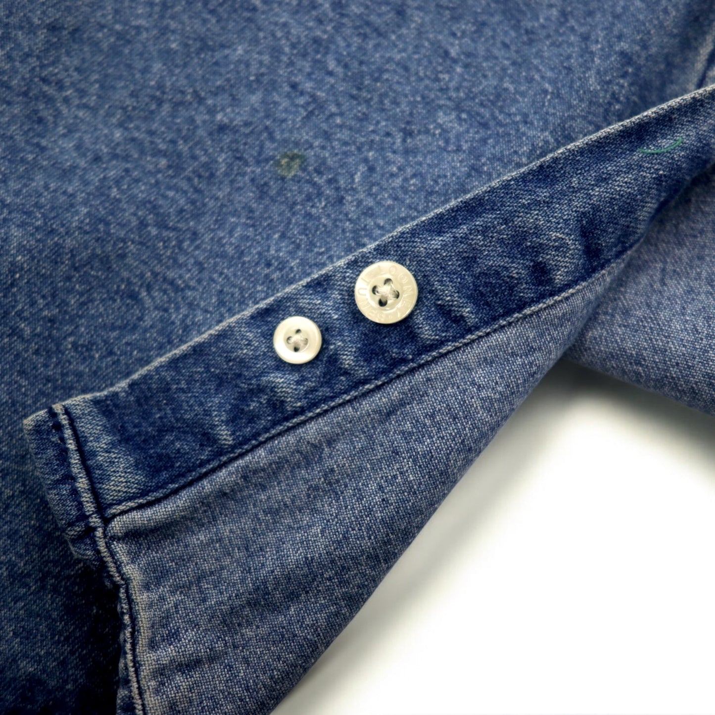 WARNER BROS. 90s Big Size Denim Button Down Shirt S Blue LOONEY TUNES Character Embroidery