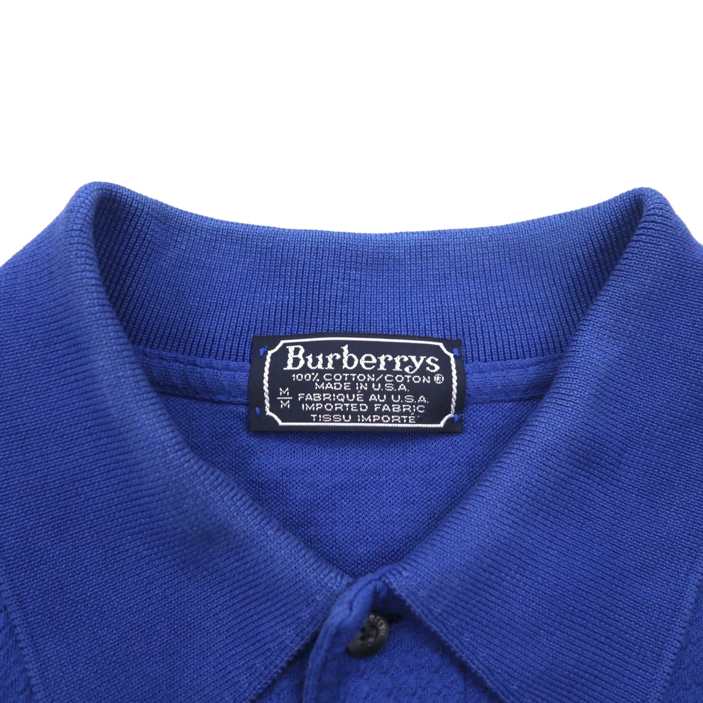 Burberry's USA-made jacquard polo shirt, size M, blue cotton, with one-point logo embroidery.