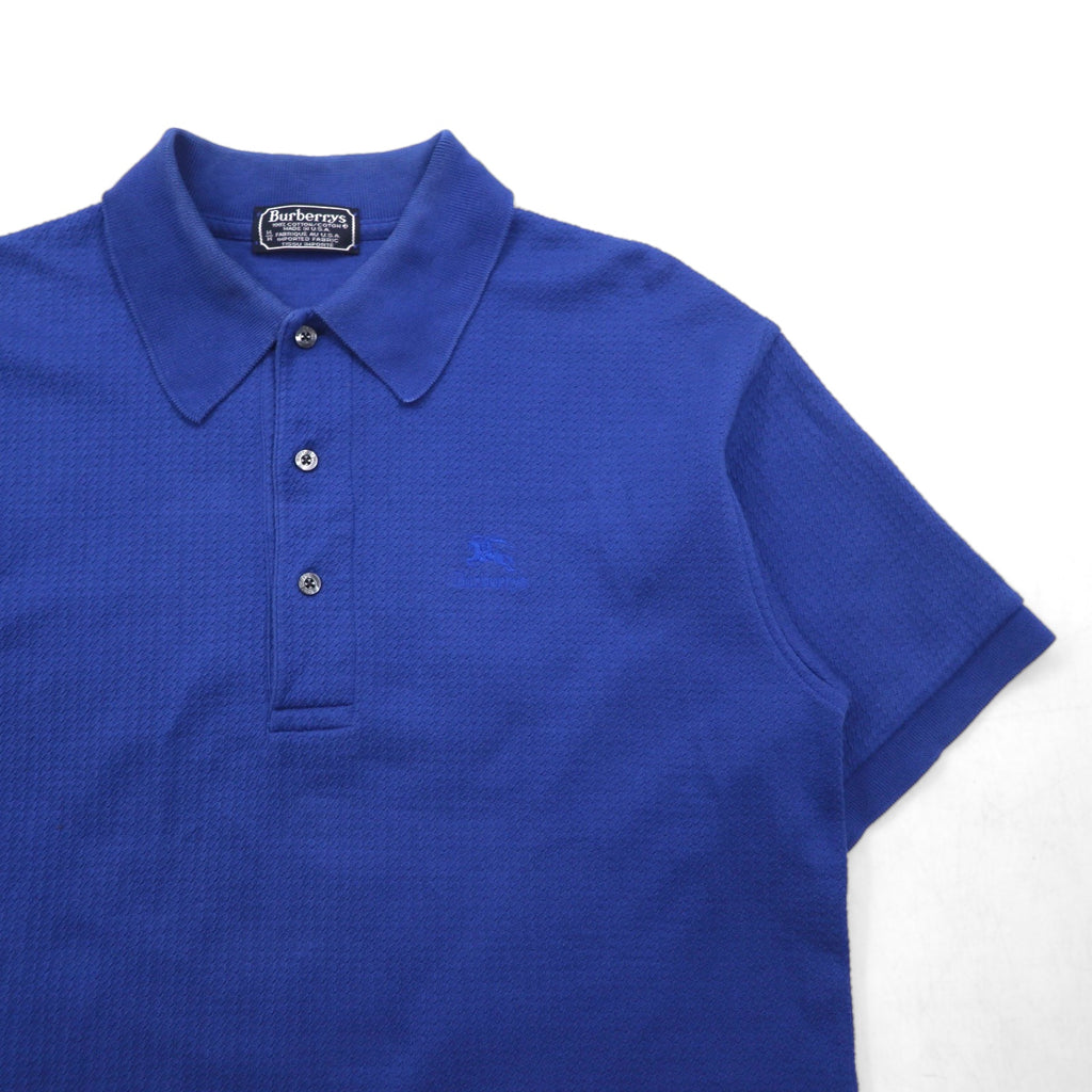 Burberry's USA-made jacquard polo shirt, size M, blue cotton, with one-point logo embroidery.