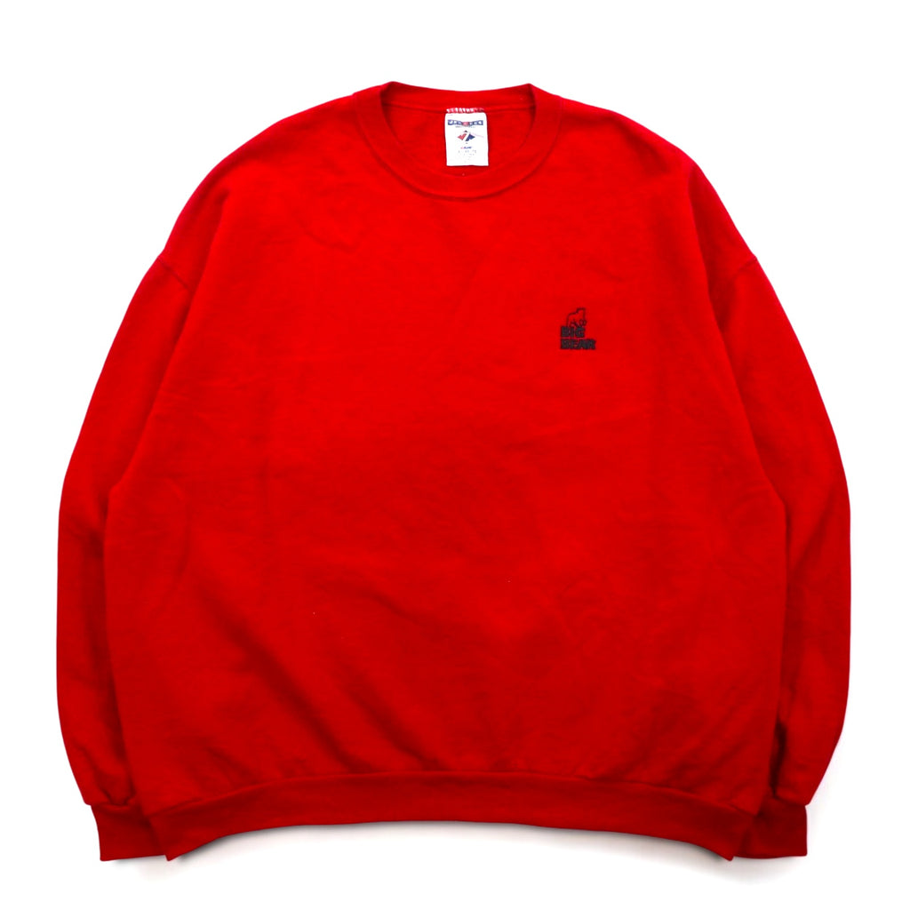 JERZEES Big Size Crew Neck Sweatshirt XL Red Cotton BIG BEAR Made in Mexico