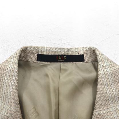 DAKS シルク混 2B テーラードジャケット スーツ M ベージュ チェック ウール 日本製