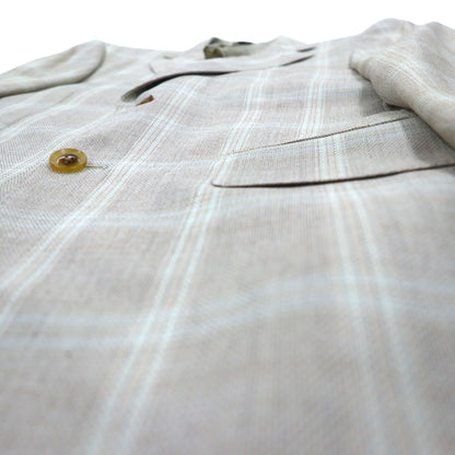 DAKS シルク混 2B テーラードジャケット スーツ M ベージュ チェック ウール 日本製