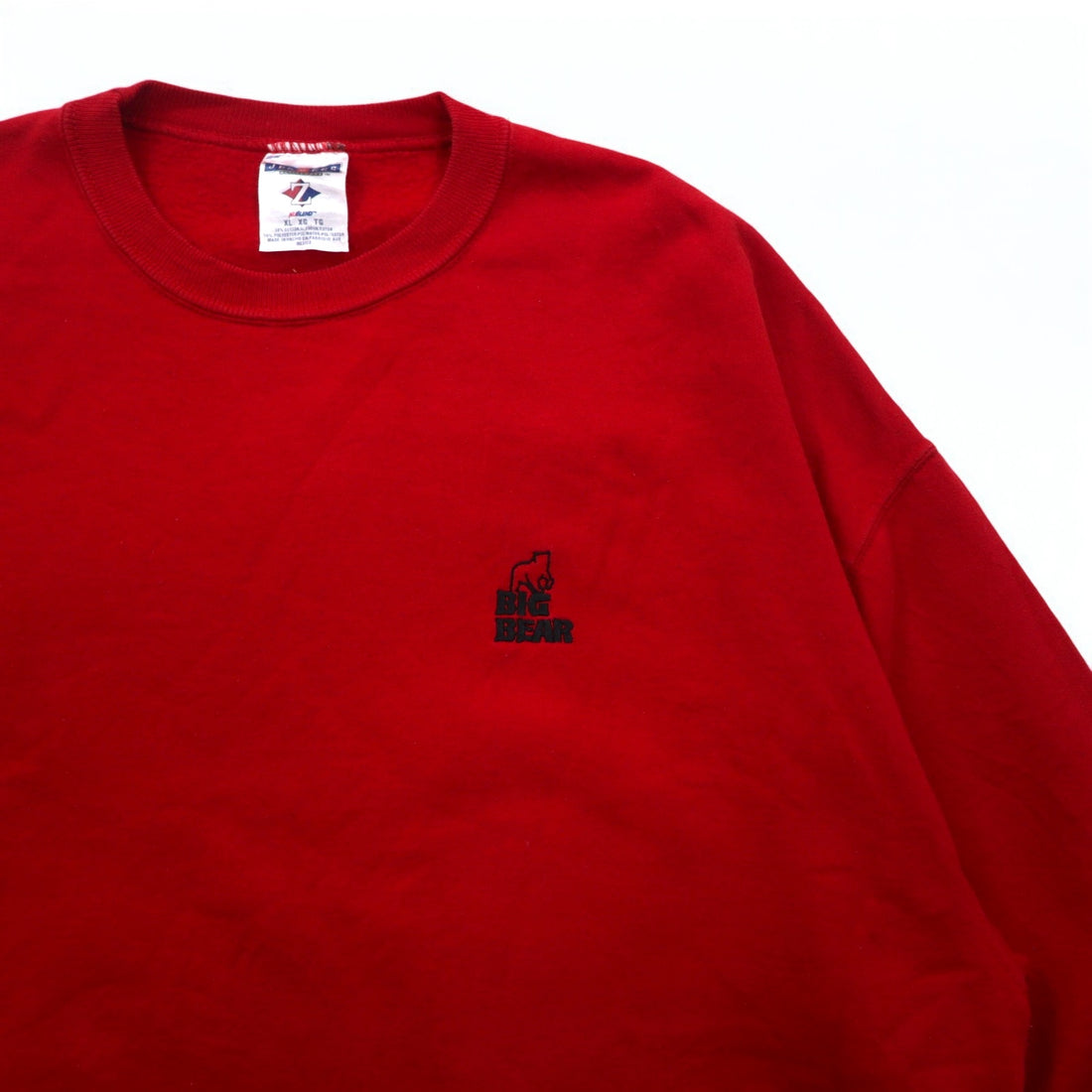 JERZEES Big Size Crew Neck Sweatshirt XL Red Cotton BIG BEAR Made in Mexico