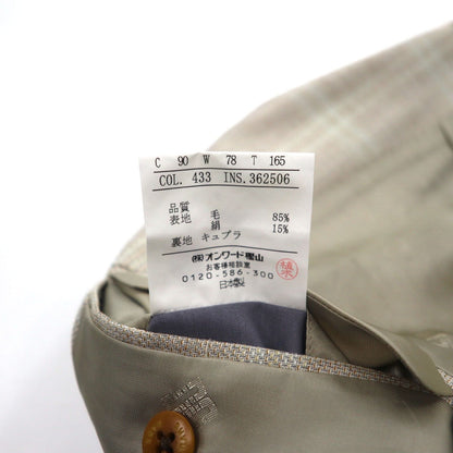 DAKS シルク混 2B テーラードジャケット スーツ M ベージュ チェック ウール 日本製